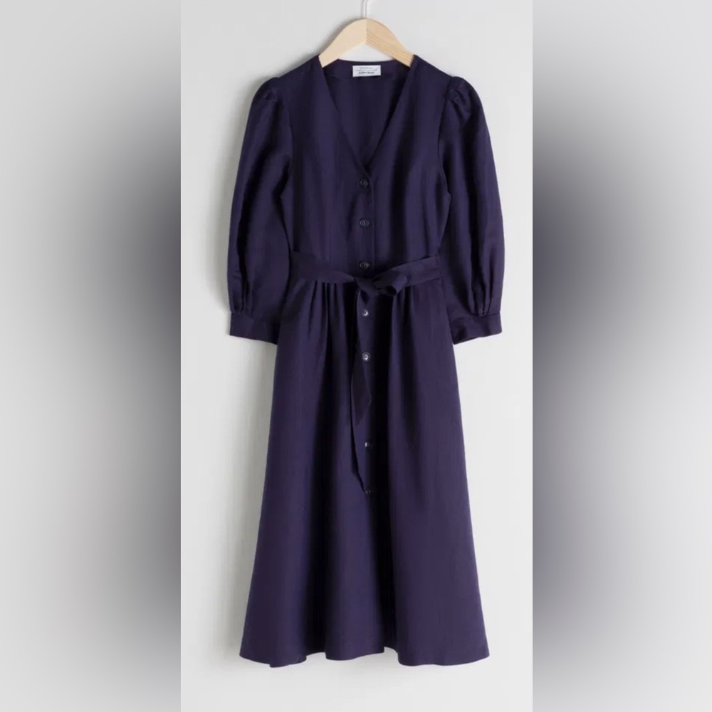 and other Stories Purple Linen Midi Dress Size sz 2